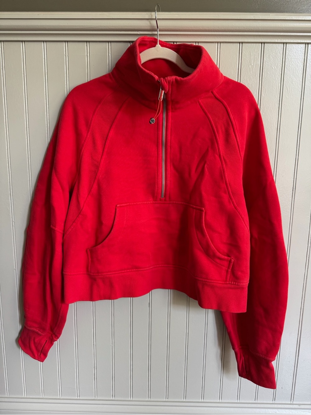 Lululemon Red Funnel Neck Crop Quarter Zip Scuba Pullover Size M/L